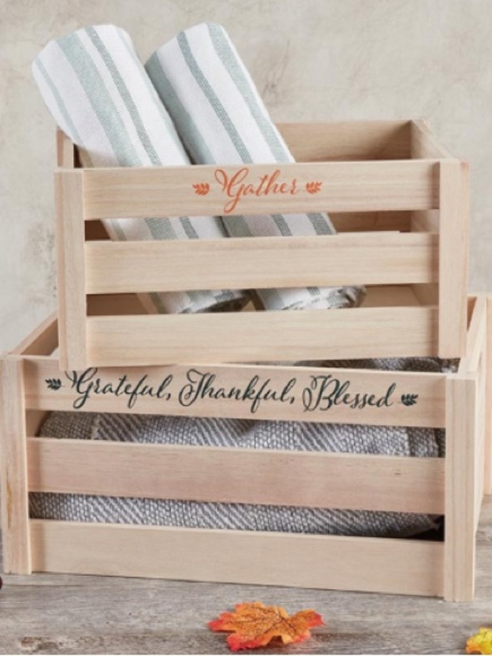 Wooden Stacking Basket Set (MSRP $78)